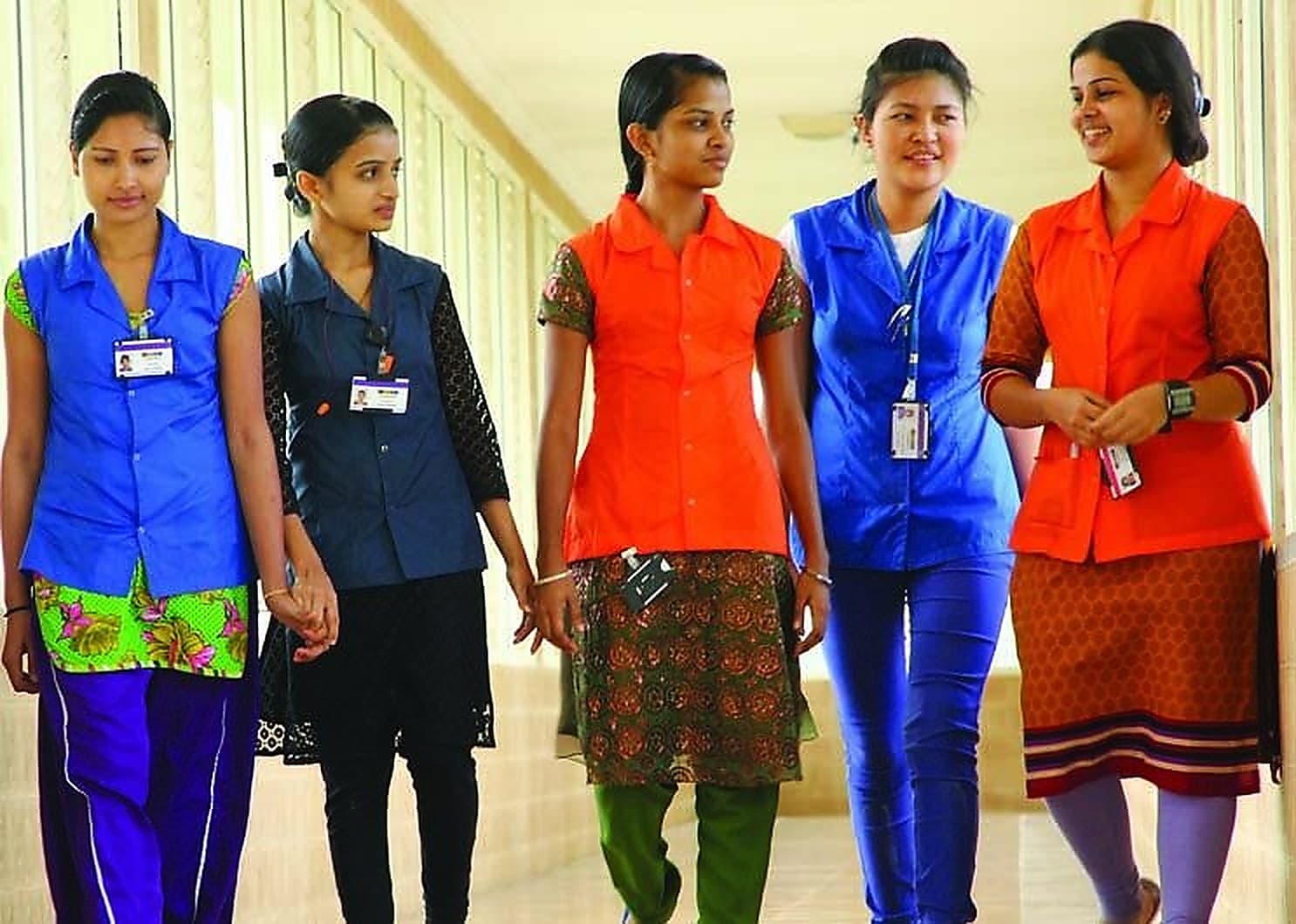 Kitex employees on the Kizhakkambalam campus