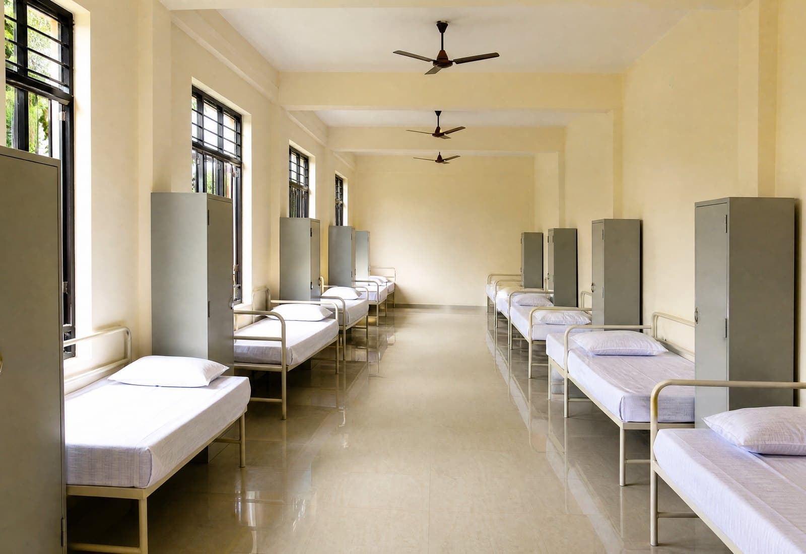 A dormitory interior of the kind provided as employee accommodation
